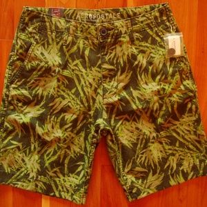 Aeropostale Flat Front Bamboo Green Linen Shorts